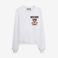Moschino Furry Teddy Bear Sweater White