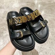 Moschino Lettering Logo Sandals Black