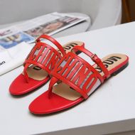Moschino Logo Cut-Out Thong Slides Red
