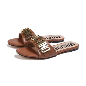 Moschino Lettering Logo Slides Brown
