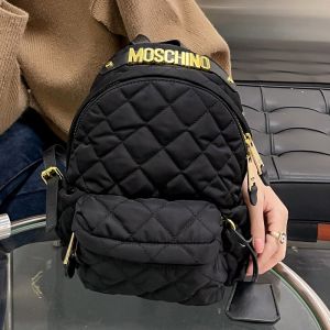Moschino Lettering Logo Quilted Backpack Black
