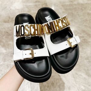 Moschino Lettering Logo Sandals White
