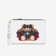 Moschino Bat Teddy Bear Clutch White