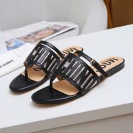 Moschino Logo Cut-Out Thong Slides Black