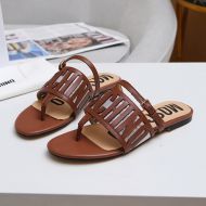 Moschino Logo Cut-Out Thong Slides Brown