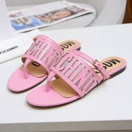 Moschino Logo Cut-Out Thong Slides Pink