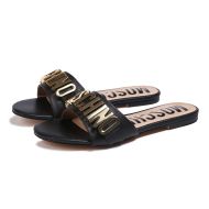 Moschino Lettering Logo Slides Black