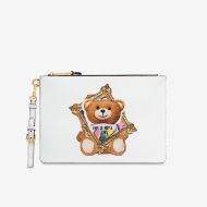 Moschino Frame Teddy Bear Clutch White