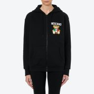 Moschino Italian Teddy Bear Zip Sweatshirt Black