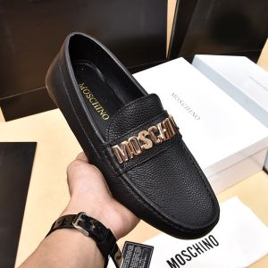 Moschino Lettering Logo Men Calfskin Loafers Black