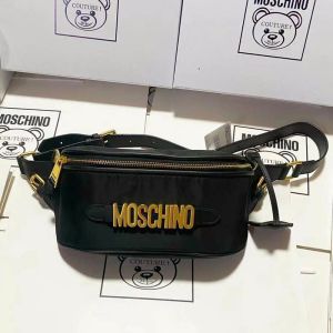 Moschino Lettering Logo Nylon Belt Bag Black