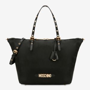 Moschino Lettering Logo Nylon Shopper Tote Black