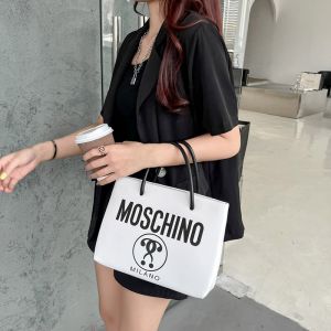 Moschino Question Mark Small Calfskin Tote White