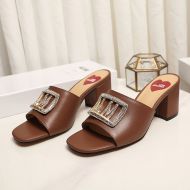 Love Moschino LM Logo Heeled Slides Brown