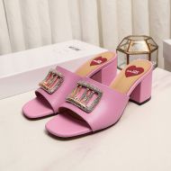 Love Moschino LM Logo Heeled Slides Pink