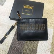 Moschino Studded Logo Clutch Black