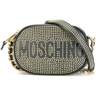 Moschino Studded Logo Shoulder Bag Black